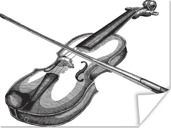 Une illustration d un violon en poster noir et blanc 80x60 cm