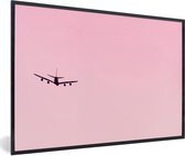 Fotolijst incl. Poster - Stijgend vliegtuig in een roze lucht - 30x20 cm - Posterlijst