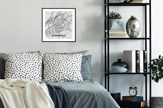 Affiche avec cadre Plan de la ville - Roosendaal - Grijs - Wit - 40x40 cm