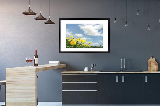 Image encadrée - Cadre photo fleurs de pissenlit 90x60 cm - Affiche encadrée (Décoration murale salon / chambre)