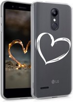 kwmobile telefoonhoesje voor LG K8 (2018) / K9 - Hoesje voor smartphone in wit / transparant - Brushed Hart design