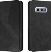 Voor Samsung Galaxy S10e Skin Feel Magnetisch S-type Effen Kleur Horizontale Flip Lederen Case met Houder & Kaartsleuf & Portemonnee (Zwart)