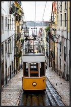 JUNIQE - Poster in kunststof lijst Yellow Tram -20x30 /Geel
