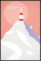 JUNIQE - Poster in kunststof lijst Mont Blanc -20x30 /Grijs & Roze