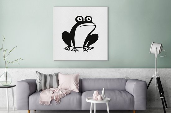 Peintures sur Toile Grenouille - Zwart - Wit - Animaux - 90x120 cm - Décoration murale