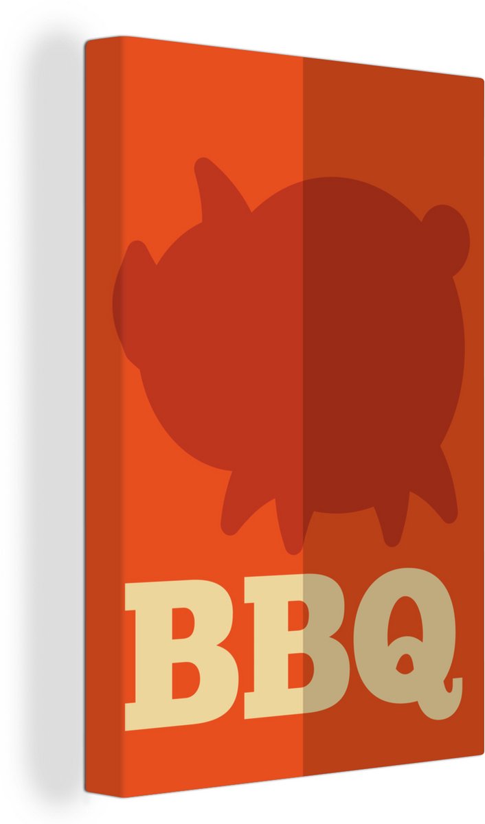 Canvas Schilderij Barbecue illustratie met een varken - 80x120 cm - Wanddecoratie