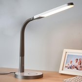 Lindby - LED bureaulamp- met dimmer - 1licht - kunststof, metaal - H: 38 cm - grijs metallic - Inclusief lichtbron