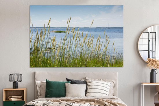 Peintures sur toile - Roseaux au bord de la mer - 150x100 cm - Décoration murale