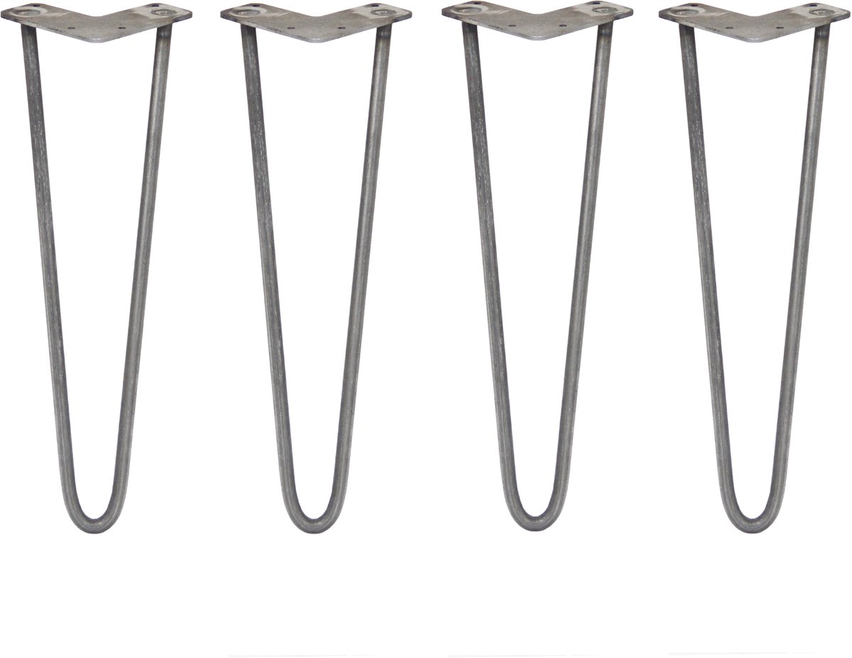MonsterShop Skiski hairpin tafelpoten - staal - 4x40,6cm - 2 staven 12 mm Ruw Staal