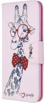 LG K61 Hoesje - Mobigear - Design Serie - Kunstlederen Bookcase - Giraffe - Hoesje Geschikt Voor LG K61