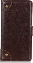 LG K61 Hoesje - Mobigear - Ranch Serie - Kunstlederen Bookcase - Bruin - Hoesje Geschikt Voor LG K61