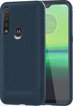 Motorola One Macro Hoesje - Mobigear - Racing Serie - TPU Backcover - Blauw - Hoesje Geschikt Voor Motorola One Macro