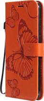Samsung Galaxy A11 Hoesje - Mobigear - Butterfly Serie - Kunstlederen Bookcase - Oranje - Hoesje Geschikt Voor Samsung Galaxy A11