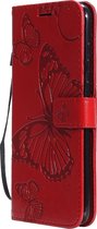 Samsung Galaxy A11 Hoesje - Mobigear - Butterfly Serie - Kunstlederen Bookcase - Rood - Hoesje Geschikt Voor Samsung Galaxy A11