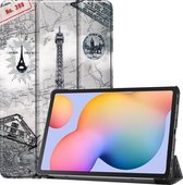 Samsung Galaxy Tab S6 Lite Hoes - Mobigear - Tri-Fold Serie - Kunstlederen Bookcase - Eiffel Tower - Hoes Geschikt Voor Samsung Galaxy Tab S6 Lite