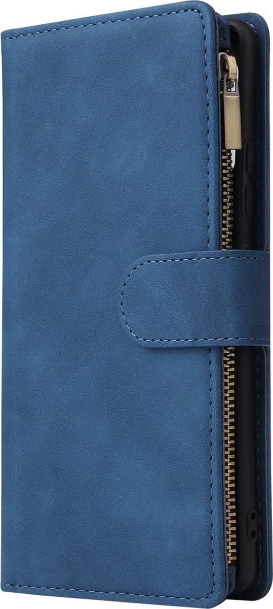 Mobigear Telefoonhoesje geschikt voor Samsung Galaxy S10 Lite Hoesje | Mobigear Zipper Bookcase Portemonnee | Pasjeshouder voor 6 Pasjes | Telefoonhoesje voor Pinpas / OV Kaart / Rijbewijs - Blauw