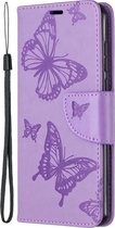 Huawei P40 Hoesje - Mobigear - Butterfly Serie - Kunstlederen Bookcase - Paars - Hoesje Geschikt Voor Huawei P40