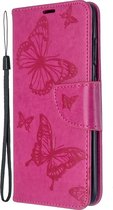 Samsung Galaxy S20 Hoesje - Mobigear - Butterfly Serie - Kunstlederen Bookcase - Magenta - Hoesje Geschikt Voor Samsung Galaxy S20