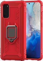 Samsung Galaxy S20 Plus Hoesje - Mobigear - Armor Ring Serie - Hard Kunststof Backcover - Rood - Hoesje Geschikt Voor Samsung Galaxy S20 Plus