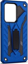 Samsung Galaxy S20 Ultra Hoesje - Mobigear - Armor Stand Serie - Hard Kunststof Backcover - Blauw - Hoesje Geschikt Voor Samsung Galaxy S20 Ultra