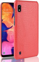 Samsung Galaxy A10 Hoesje - Mobigear - Croco Serie - Hard Kunststof Backcover - Rood - Hoesje Geschikt Voor Samsung Galaxy A10