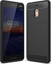 Nokia 2.1 Hoesje - Mobigear - Brushed Slim Serie - TPU Backcover - Zwart - Hoesje Geschikt Voor Nokia 2.1