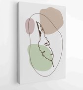 Botanical wall art vector set. Earth tone boho foliage line art drawing with abstract shape. 2 - Moderne schilderijen – Vertical – 1866300565 - 115*75 Vertical
