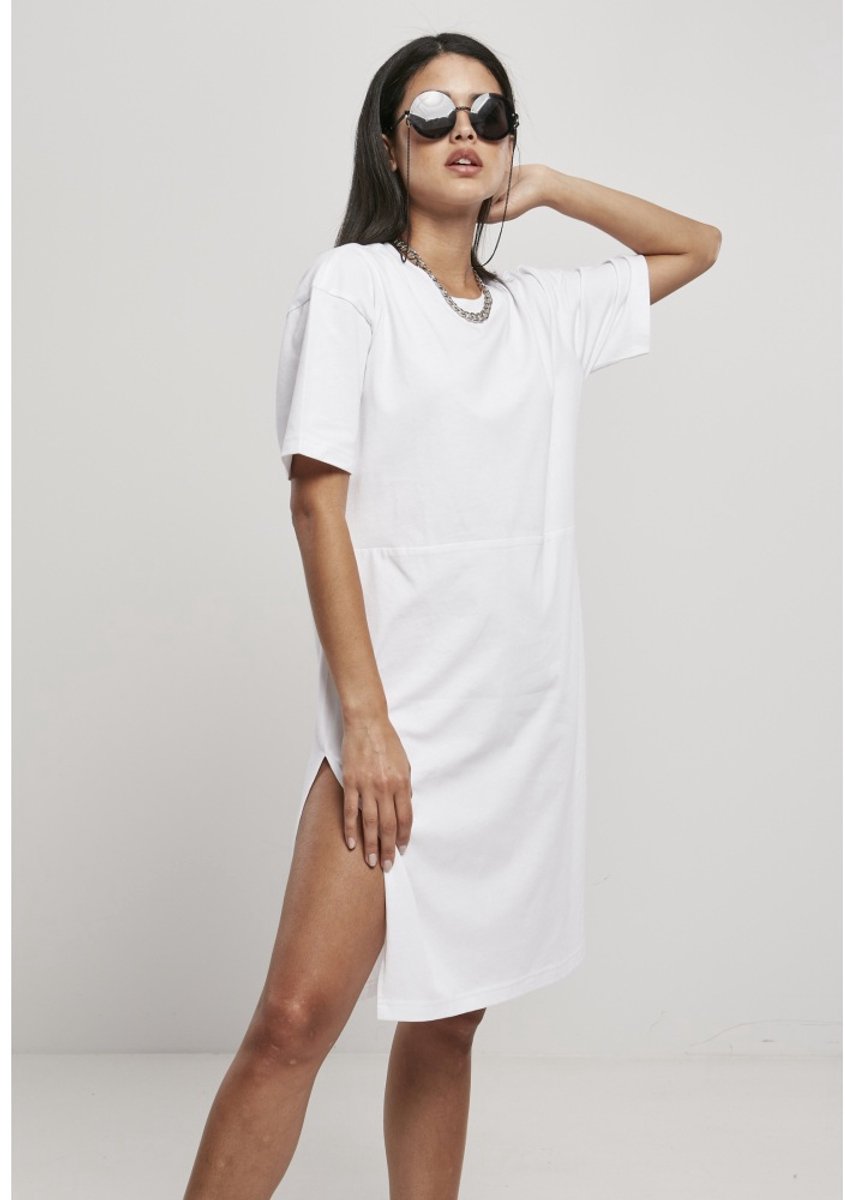 Urban Classics Organic Oversized Slit Korte jurk S Wit