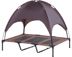 Paws & Claws - Hondenbed - Hondenstretcher - Honden ligbed - Met zonnetent - XXL - 122 x 92 cm - Koffie