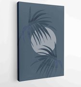 Palm leaves wall art vector set. Earth tone boho foliage line art drawing with abstract shape. 1 - Moderne schilderijen – Vertical – 1870932079 - 40-30 Vertical