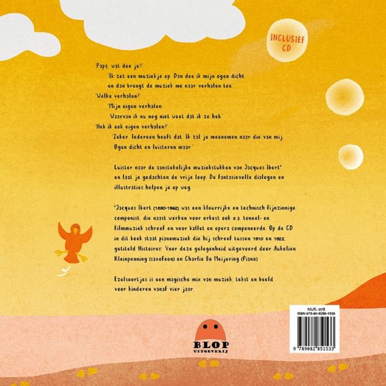 Achterkant van het boek met tekst en informatie over de cd.