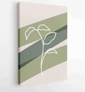 Botanical wall art vector set. Foliage line art drawing with abstract shape. 1 - Moderne schilderijen – Vertical – 1861710931 - 80*60 Vertical