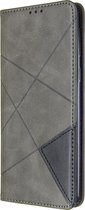 Samsung Galaxy A21 Hoesje - Mobigear - Rhombus Slim Serie - Kunstlederen Bookcase - Grijs - Hoesje Geschikt Voor Samsung Galaxy A21