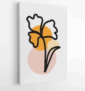 Botanical wall art vector background set. Foliage line art drawing with watercolor 2 - Moderne schilderijen – Vertical – 1904693059 - 80*60 Vertical