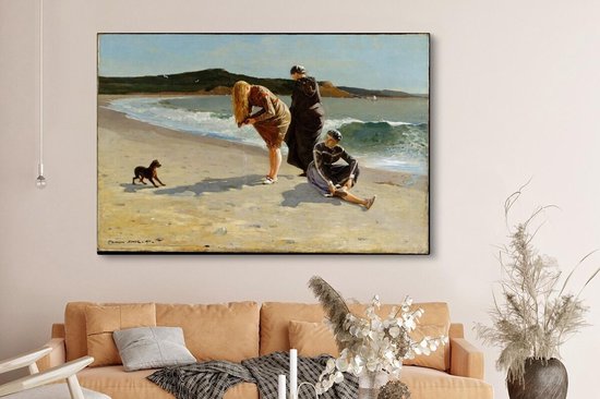 Canvas schilderij 180x120 cm - Wanddecoratie Eagle Head, Manchester, Massachusetts (High Tide) - schilderij van Winslow Homer - Muurdecoratie woonkamer - Slaapkamer decoratie - Kamer accessoires - Schilderijen