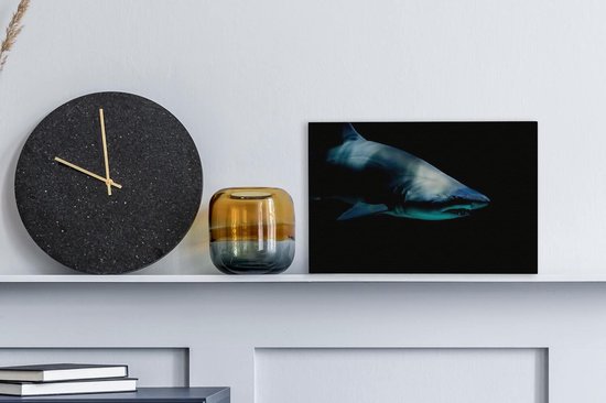 Canvas schilderij 30x20 cm - Wanddecoratie Haai - Macro - Water - Muurdecoratie woonkamer - Slaapkamer decoratie - Kamer accessoires - Schilderijen op canvas