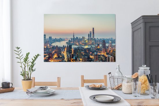 Shanghai au lever du soleil 140x90 cm - Tirage photo sur toile (Décoration murale salon / chambre)