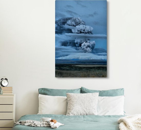 Smoking Eyjafjallajökull toile 2cm 120x180 cm - Tirage photo sur toile (Décoration murale salon / chambre) XXL / Groot format!