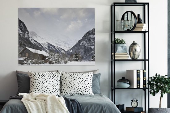 Peintures sur toile - Chalet en bois au Schilthorn en Suisse - 120x90 cm - Décoration murale
