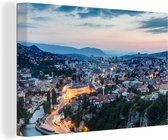 Canvas schilderij 150x100 cm - Wanddecoratie Cityscape van Sarajevo in Bosnië en Herzegovina - Muurdecoratie woonkamer - Slaapkamer decoratie - Kamer accessoires - Schilderijen