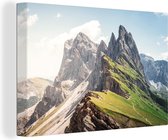 Canvas Schilderij Bergtoppen van de Dolomieten in Italië - 60x40 cm - Wanddecoratie
