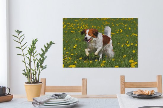 Kooiker traverse une toile d'herbe 2cm 90x60 cm - Tirage photo sur toile (Décoration murale salon / chambre) / Peintures sur toile pour Animaux domestiques