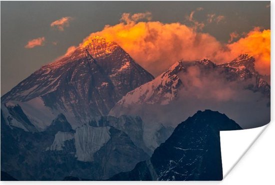 Soleil couchant Mont Everest au Népal Poster 30x20 cm - petit - Tirage photo sur Poster (décoration murale salon / chambre)