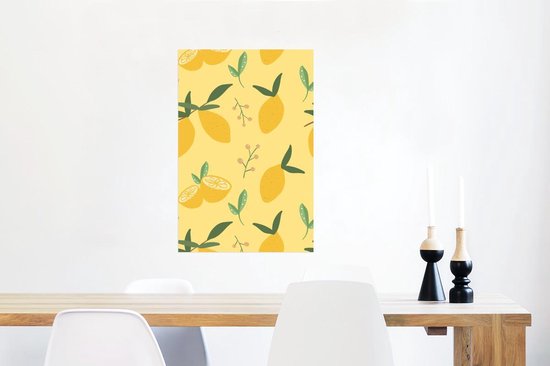 Citrons abstraits sur fond jaune Poster papier 40x60 cm - Tirage photo sur Poster (décoration murale salon / chambre)