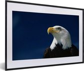 Fotolijst incl. Poster - Een wegkijkende Amerikaanse zeearend in een blauwe lucht - 60x40 cm - Posterlijst