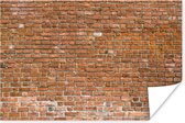 Weergave van een grote muur met grotendeels dezelfde kleur bakstenen De eerste bakstenen zijn gemaakt rond ongeveer 5000 v Chr 60x40 cm - Foto print op Poster (wanddecoratie woonkamer / slaapkamer)