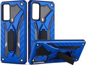 Voor Samsung Galaxy S20 FE schokbestendig TPU + pc beschermhoes met houder (blauw)