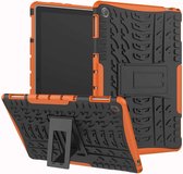 Voor Huawei MediaPad M5 Lite 10.1 inch Bandentextuur Schokbestendig TPU + PC Beschermhoes met houder (oranje)