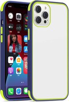 Hoge transparante huidgevoelenserie acryl + TPU schokbestendige beschermhoes voor iPhone 12/12 Pro (donkerblauw)