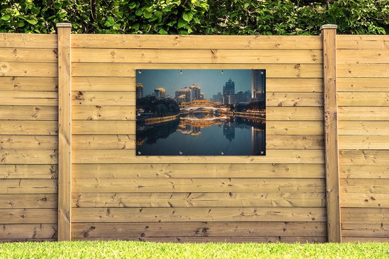 Pont d'Anshun à Chengdu la nuit affiche de jardin 120x80 cm - Toile de jardin / Toile d'extérieur / Peintures pour l'extérieur (décoration de jardin)
